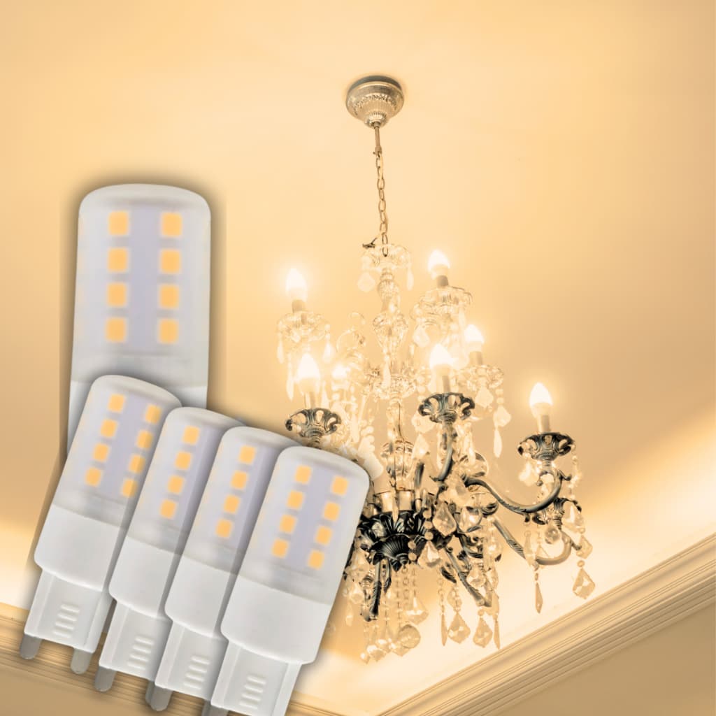 Kit 5 Luminária Led G9 Halopin 5W 110V 30 Leds Dimerizável Fosco Branco Quente 3000K