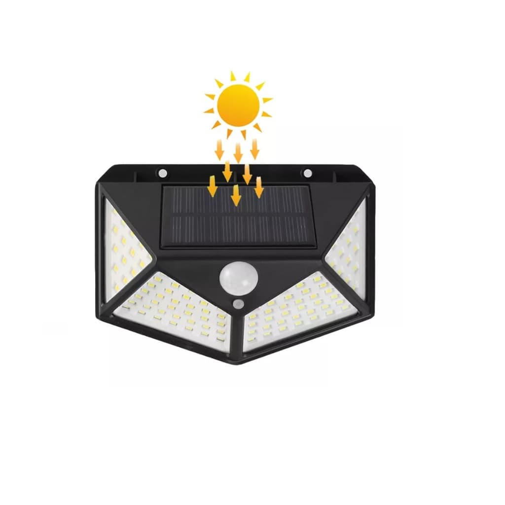 Luminária Solar 100 Led Com Sensor Prova D'Água Refletor Solar Parede Luz Led Solar