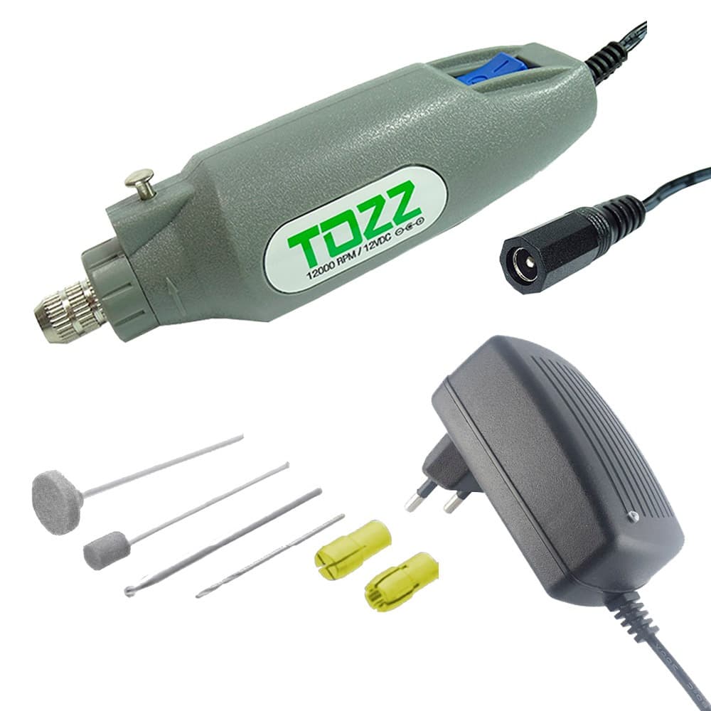 Mini Furadeira 12V Kit Completo Micro Retífica com Acessórios Tozz