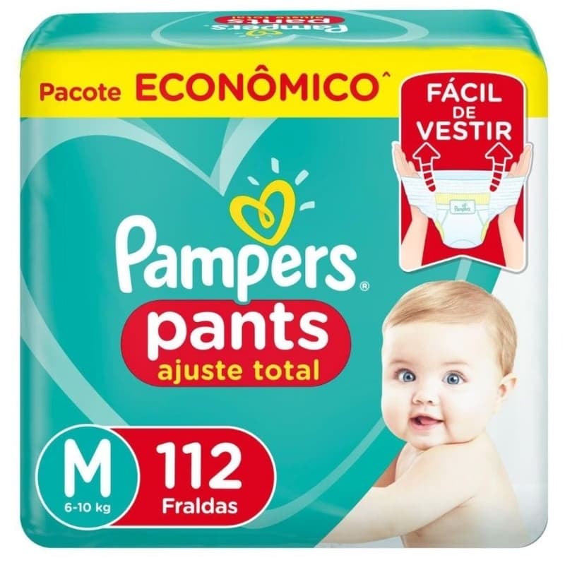Fralda Pampers Pants Ajuste Total M 112 fraldas