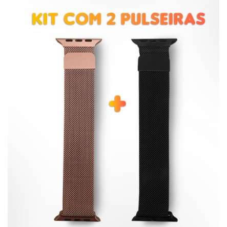 Kit 2 Pulseiras Magnética Para Smartwatch Relógio Original apple watch 38mm 40mm 41mm/42mm 44mm 45mm 49mm