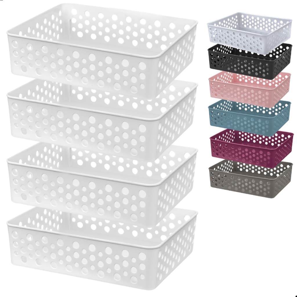 Kit 4 Cestos Organizadores 24x19 Caixa Lavanderia Gaveta Cozinha Quarto Organização Multiuso