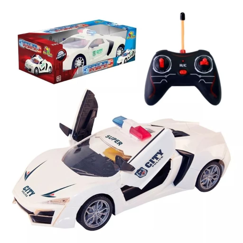 Carrinho Policia Carro de Controle Remoto 7 Funções Com Luz Special Force - Art Brink
