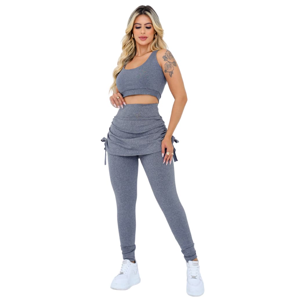 Calça Legging Com Saia Tapa Bumbum Academia Ginástica Moda Fitness
