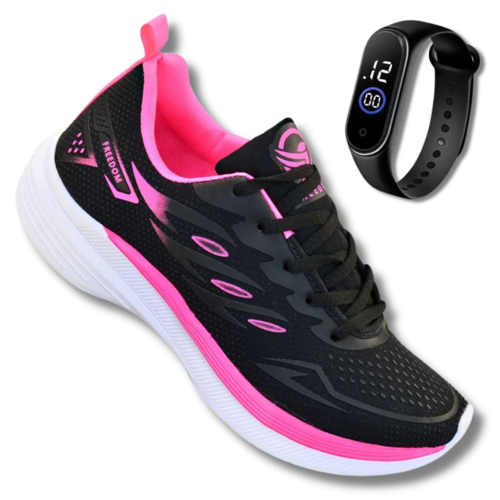 Tenis Feminino Academia Esportivo Trabalho Casual +Relogio