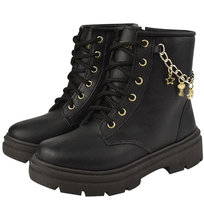 Coturno Bota Infantil Feminino Confortavel Leve Estilo Blogueira