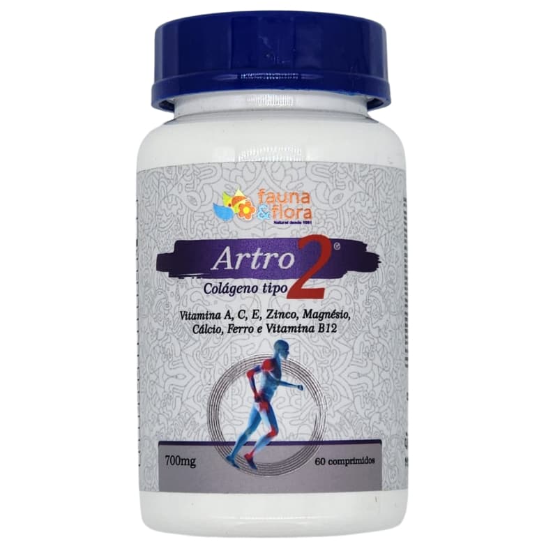 Artro Colágeno tipo 2 com Vitaminas A, C, E, Zinco, Magnésio, Cálcio, Ferro e Vitamina B12