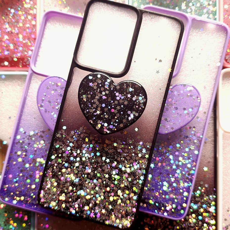 Capa Capinha case anti impacto para Motorola Moto G04 - Capinha com glitter e Pop Socket para Motorola Moto G04S Moto G24 Power Moto G24