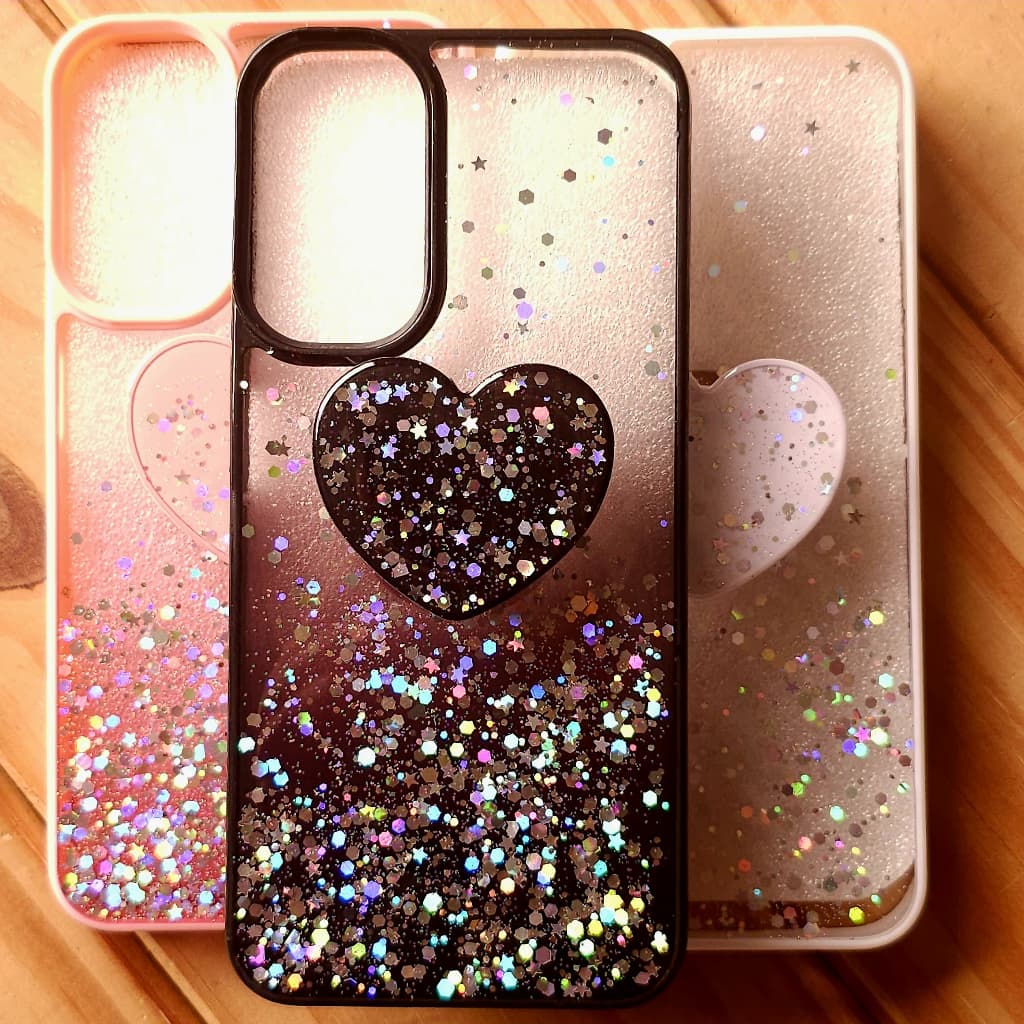 Capa Capinha case anti impacto para Samsung Galaxy A55 - Capinha com glitter e Pop Socket para Samsung Galaxy A55