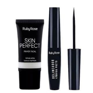 Kit Primer Facial Ruby Rose Skin Perfect HB8086+DELINEADOR LIQUIDO PRETO RUBY ROSE HB8406