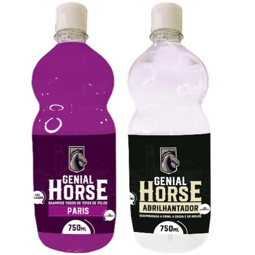 Kit Shampoo Neutro Cavalo e Bovinos + Abrilhantador Para Pêlo Crina E Cauda 750ml