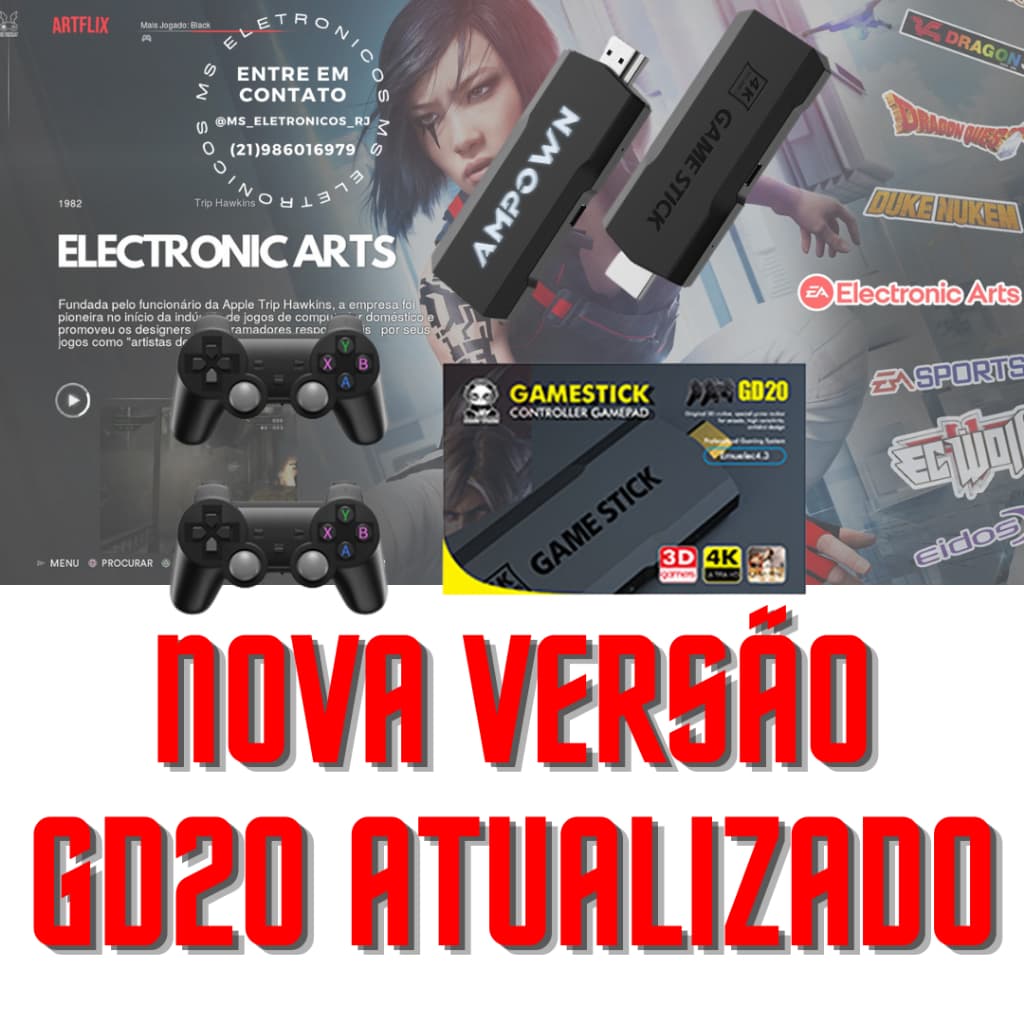 Game Stick GD20 Atualizado Original Ampown 128GB até 50.000 Jogos + 2 Controles | Video-game Retrô
