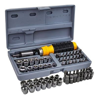 KIT JOGO DE CHAVE CATRACA REVERSIVEL FENDA /PHILIPS 41 PÇS.