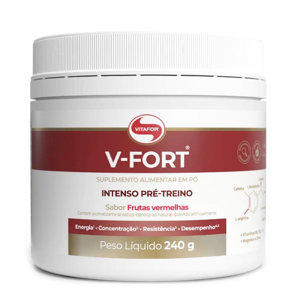 Pre Treino V-Fort Vitafor 240g Energia Focus Resistencia Pump Vasodilatacao