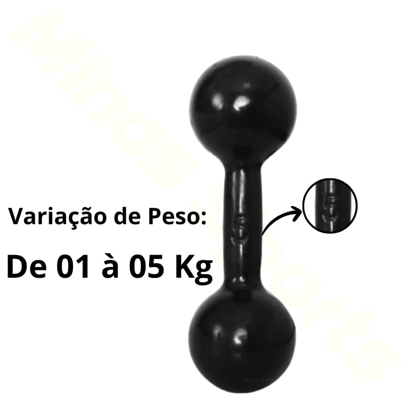 1 Halter Emborrachado - 1 Kg a 5 Kg / Treino Musculação Peso Academia Fortalecimento Muscular C/1 Un