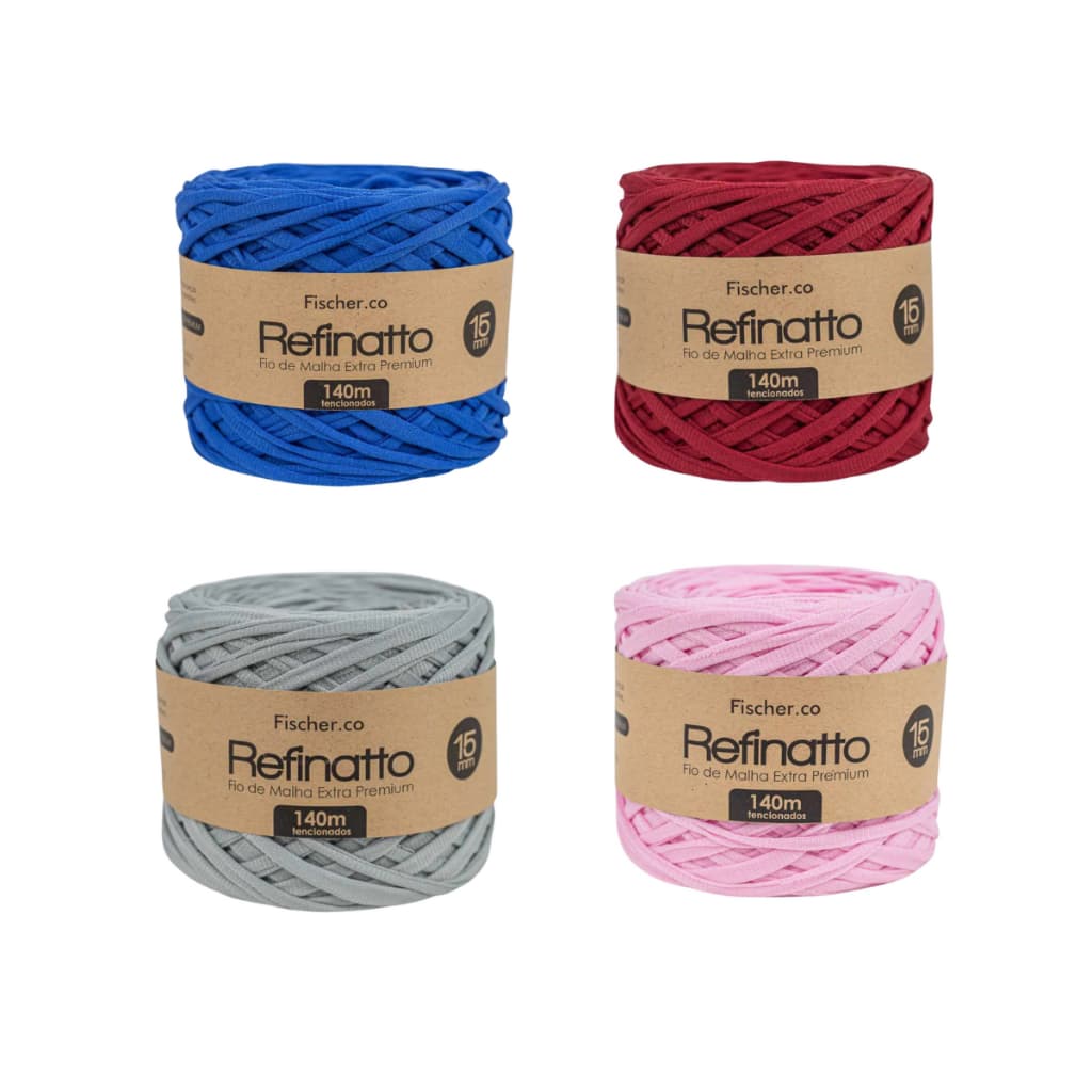 Kit 4 Unidades Fio De Malha Refinatto Para Crochê/Amigurumi 15mm-140mts