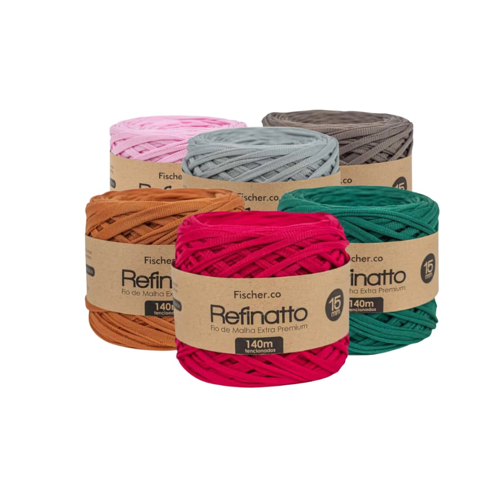 Kit 6 Unidades Fio De Malha Refinatto Para Crochê/Amigurumi 15mm-140mts