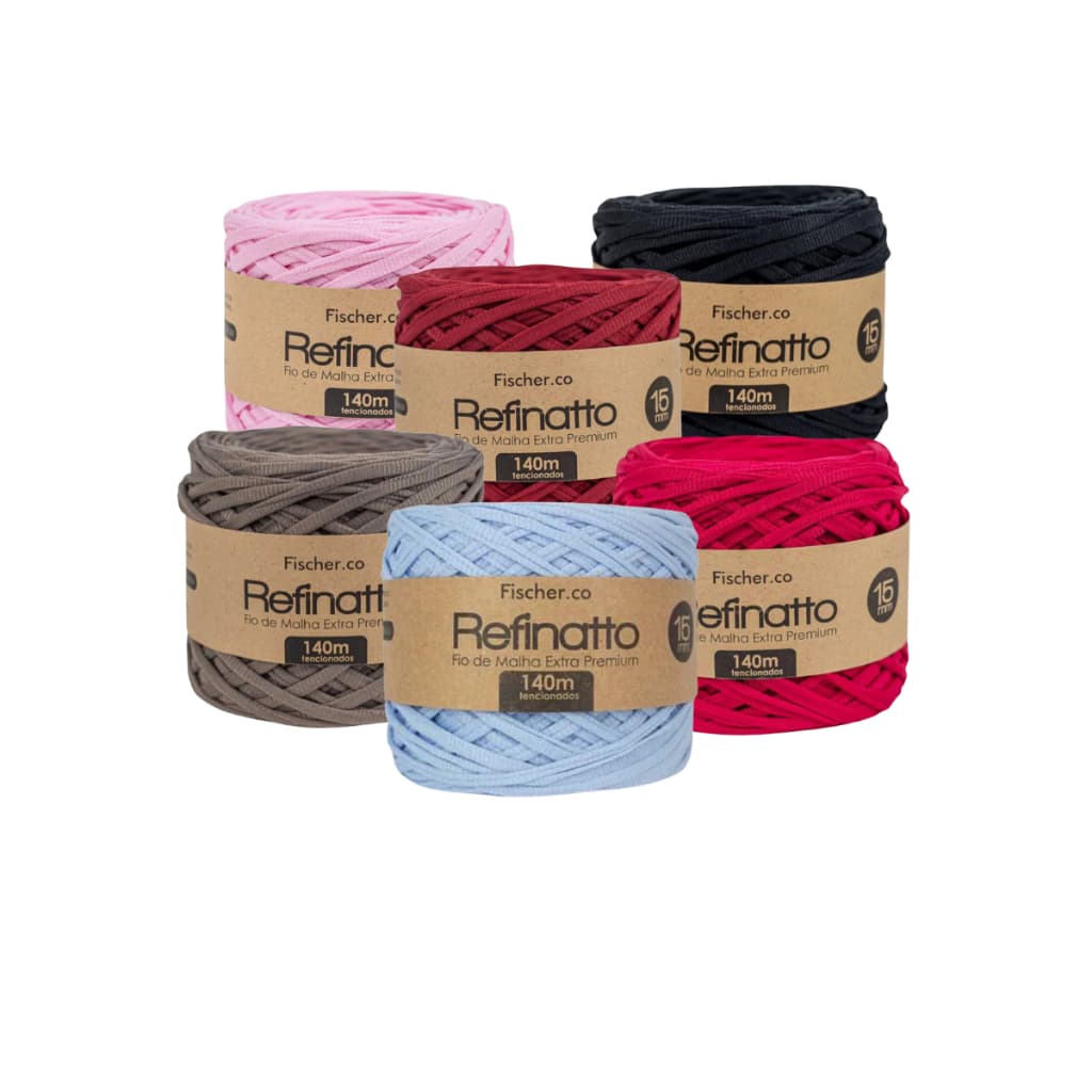 Kit 8 Unidades Fio De Malha Refinatto Para Crochê/Amigurumi 15mm-140mts