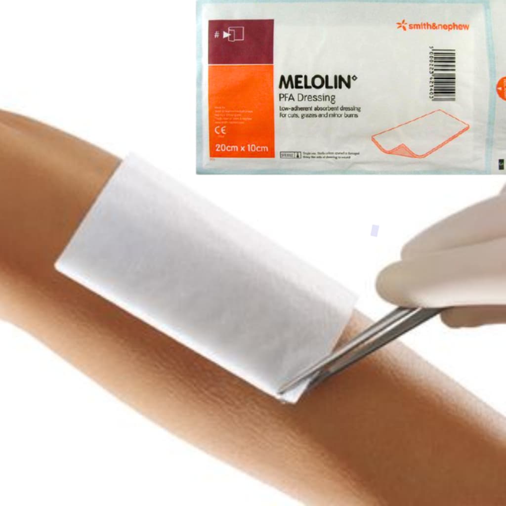 Kit C/10un - Curativo Melolin 20cmx10cm Compressa Absorvente Não Aderente P/ Feridas, Cortes, Úlceras e Queimadura
