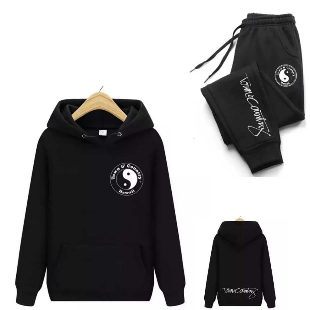 Conjunto Moletom de Frio Kit Blusa Canguru + Calça Ying e Yang Algodão Unissex