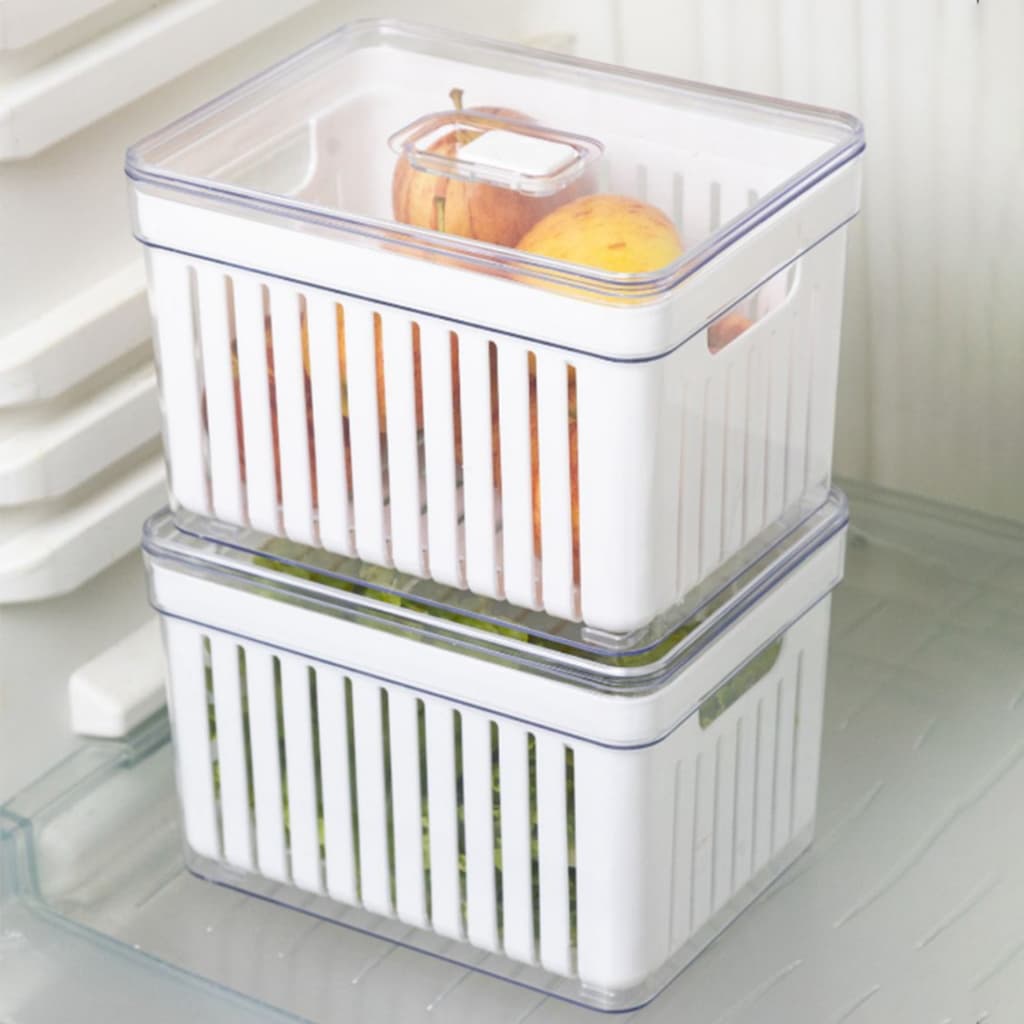Kit 2 Organizador P/Geladeira Multiuso Cozinha Armário Tampa Respiradouro Conservador Alimentos 3,8l