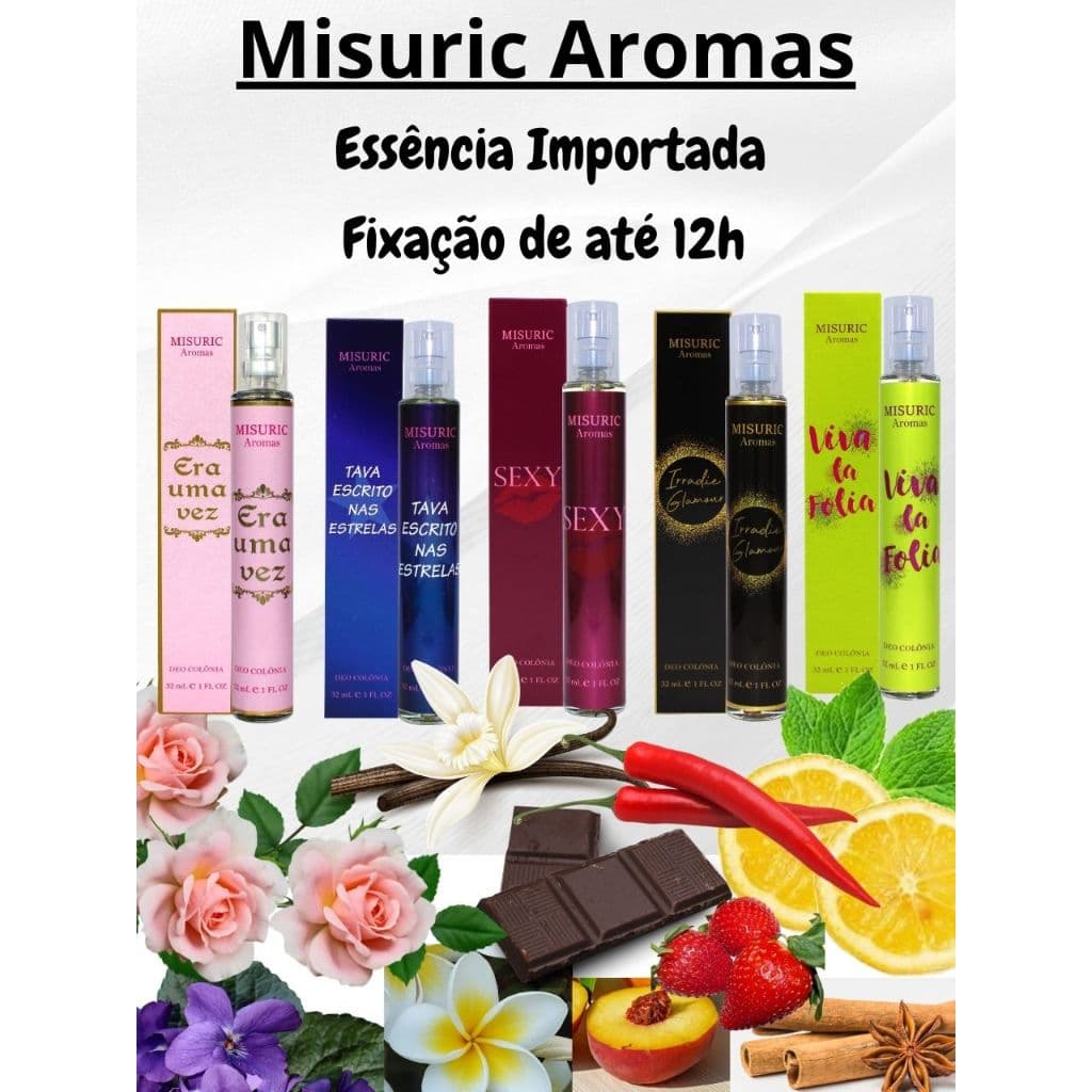 Perfume Feminino Colonia Misuric Aromas Alta Fixação Ideia Presente Criativo Essencia Importada