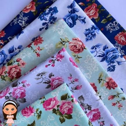 Tricoline Tecido Flores 100% Algodão 1,50 de Largura, Sousplat,Roupas Infantis,Artesanato,Patchwork
