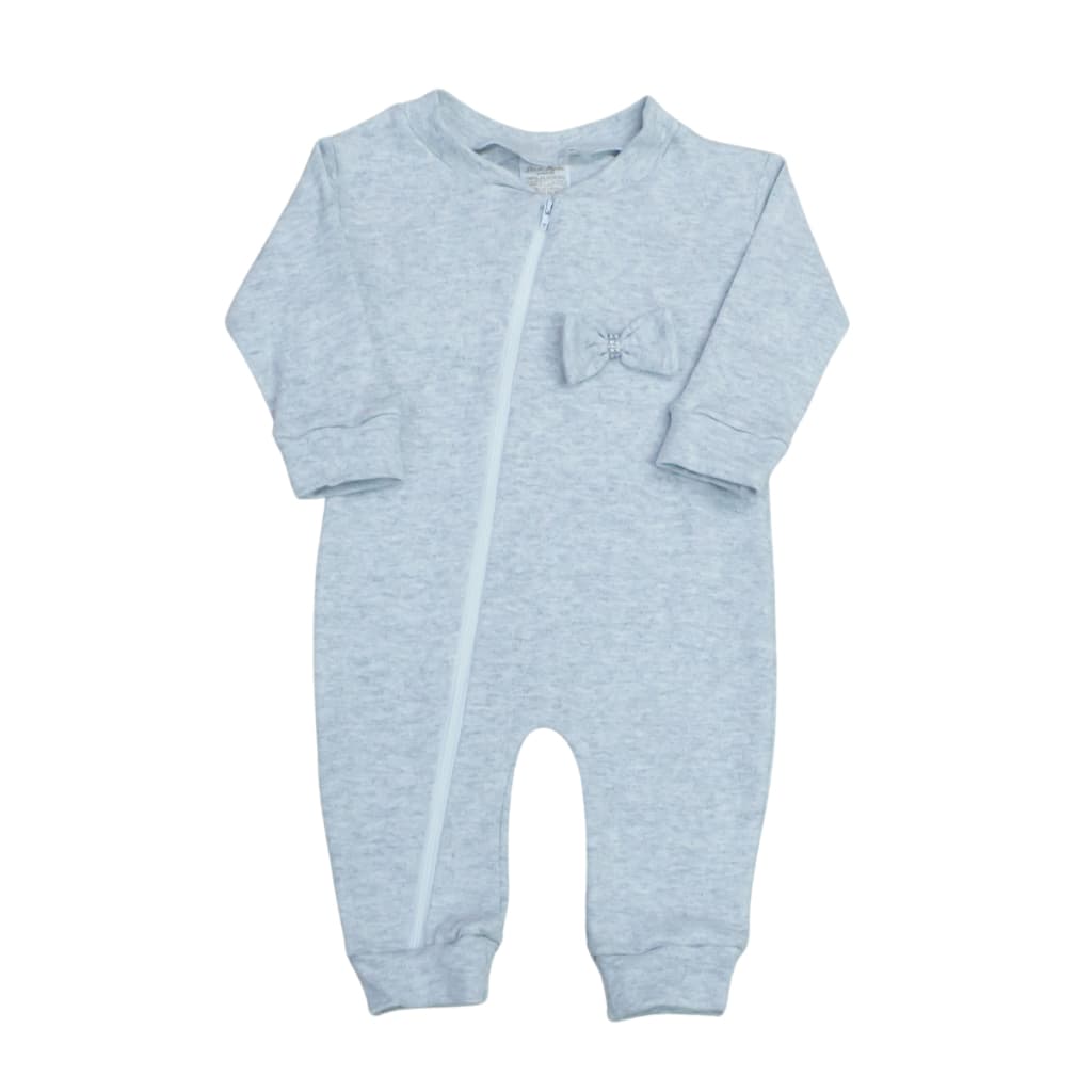 Macacao Bebe Ziper Menina Minimalista 100% Algodão Cinza com Detalhes Lacinho Roupas de Bebê Menina