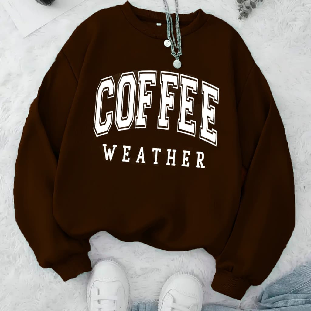 Moletom Careca Coffee Weather Gola Redonda Casaco Masculino Feminino Flanelado Inverno Blusa De Frio
