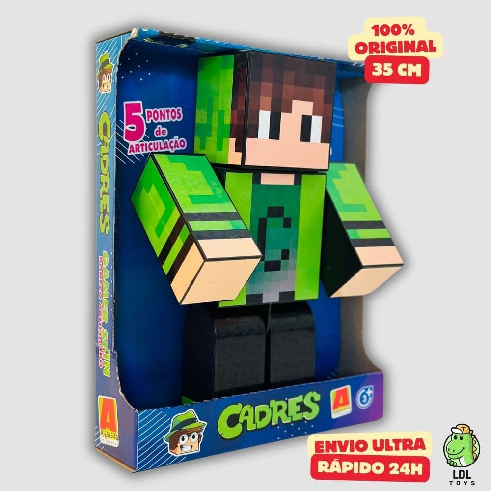 Boneco Articulado Cadres 35cm + 3 Super Chaveiros  Youtuber Gamer Algazarra