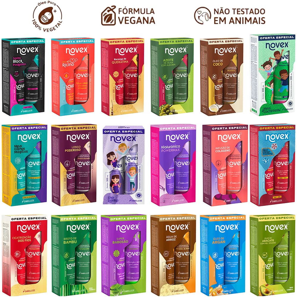 Kit Shampoo + Condicionador Hidratante Novex Embelleze 300ml Vários Tipos
