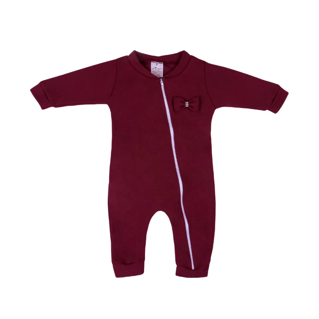 Macacão para Bebê Menina em Algodão Marsala Roupas de Bebê Roupa de Bebê Menina - Macacão Infantil