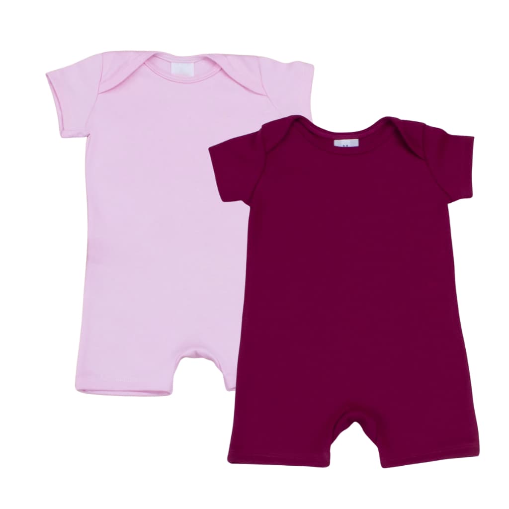 02 Unidades Romper Bebe Macacão Curto Verão Summer Roupas de Bebê Menina Menino Suedine 100% Algodão