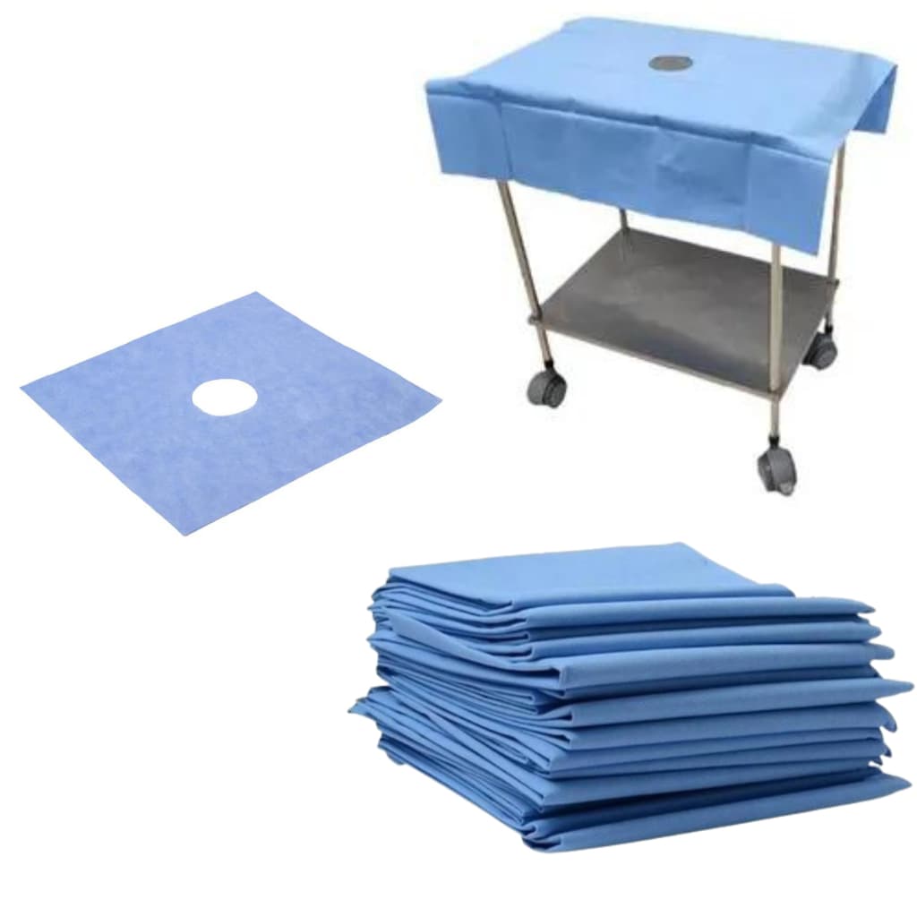Campo Cirúrgico Estéril 70 cm x 70 cm Com Fenestra Azul SMS Kit com 10 unidades