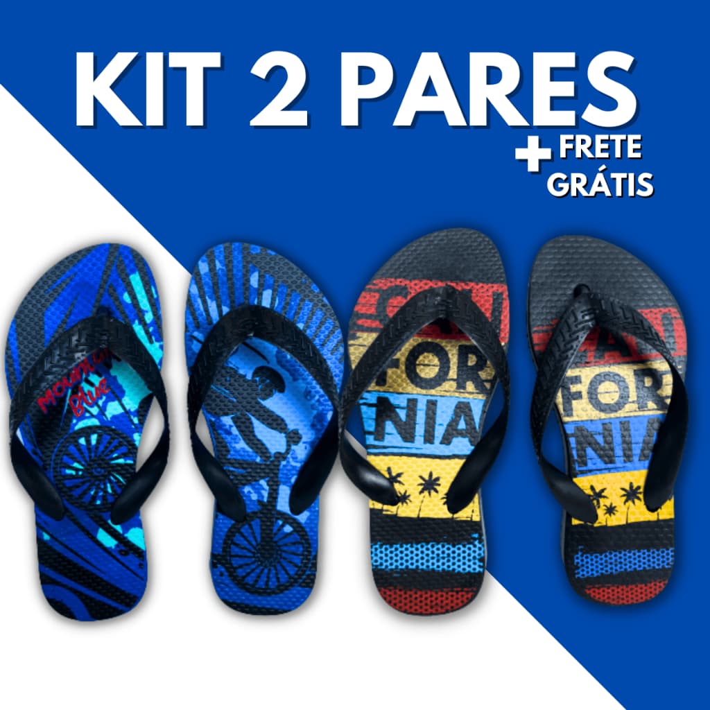 Kit 2 Pares Chinelo Sandalia Masculino Infantil Calçado Menino Antiderrapante Criança Confortável Macio Leve Masculina