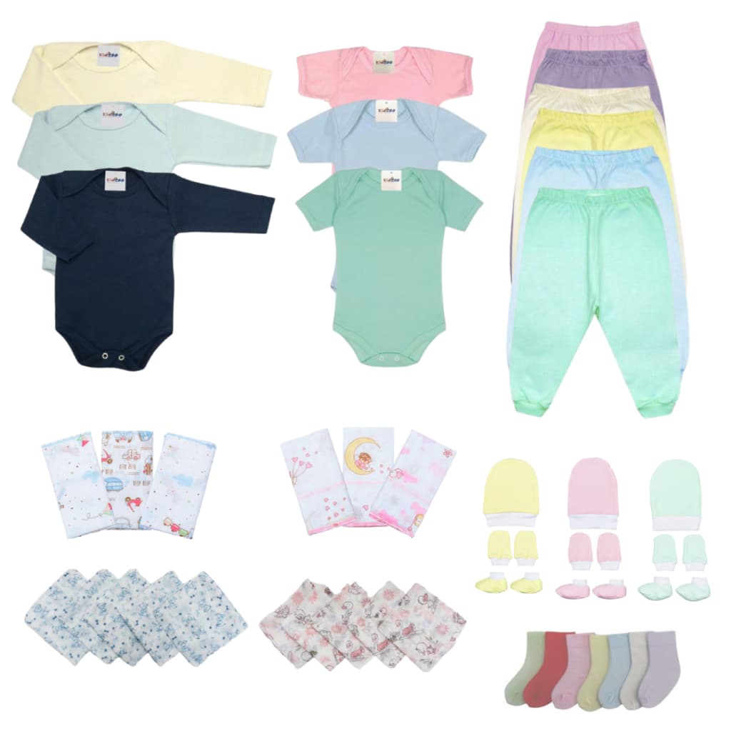 Kit Enxoval Bebê 30 Peças Body + Mijão  Maternidade Menino-Menina-Unissex