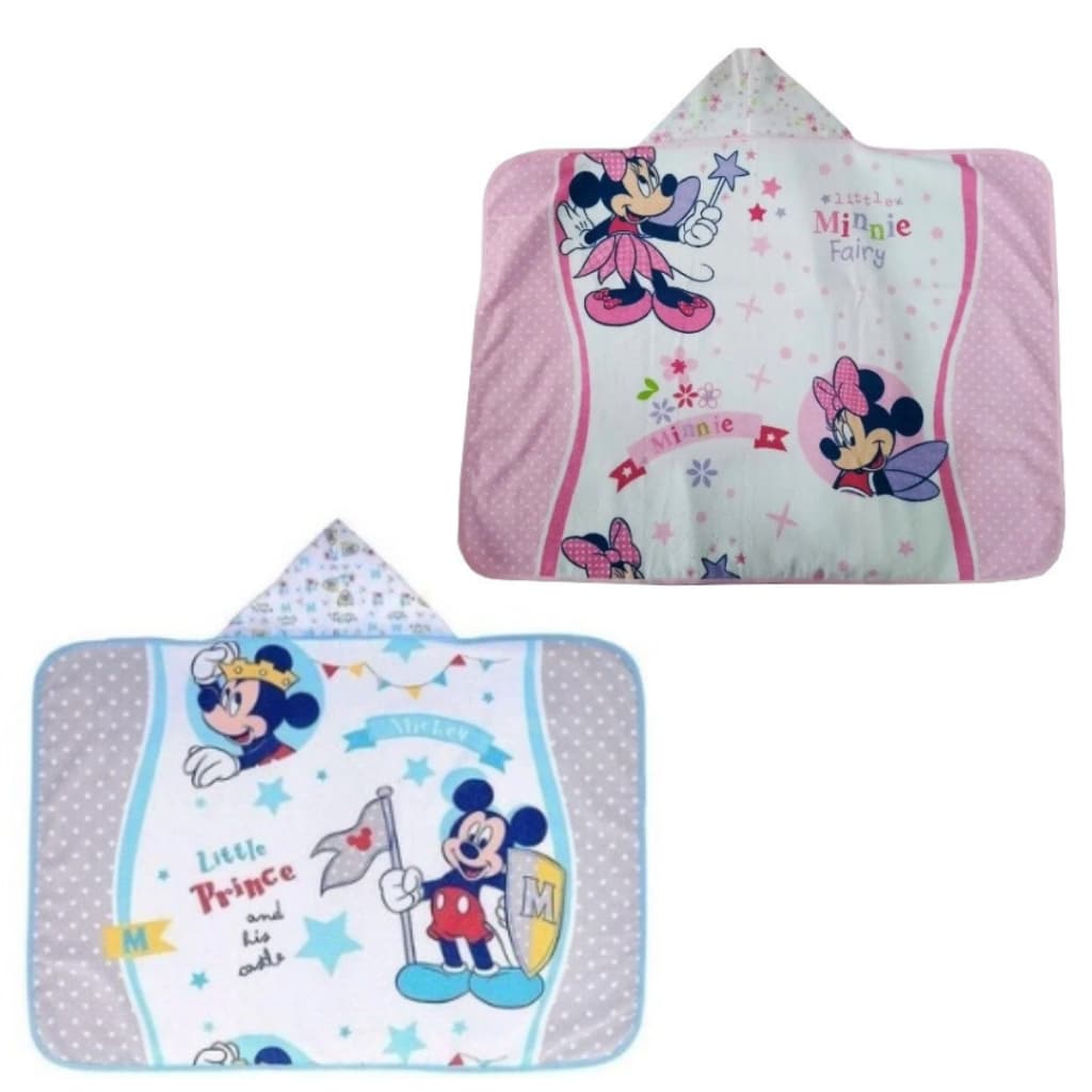 Toalha De Banho Bebê Dupla Face Disney Com Capuz Forrada De Fralda 70x90cm Recém Nascido
