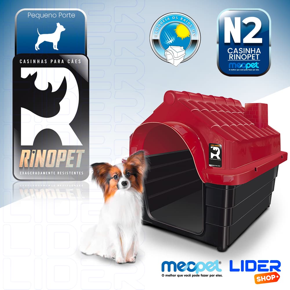 Casa Casinha Cachorro Plástica Porte Pequeno N2 Desmontável com Proteção UV Mecpet