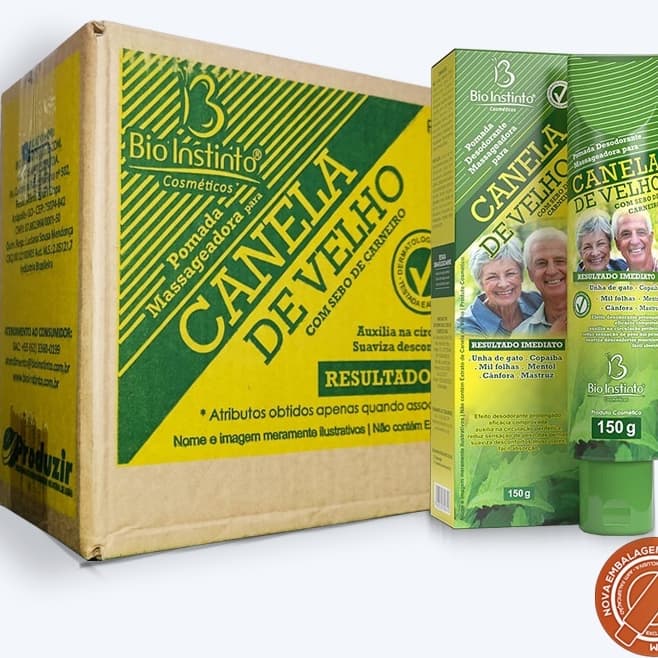 Caixa com 12 Pomadas Massageadora Canela de Velho Dores Musculares PROMOÇÃO Bio Instinto 150g