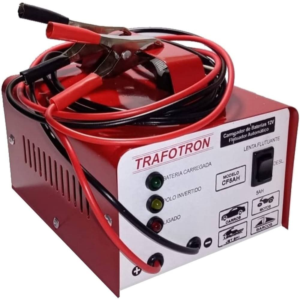 arregador de Bateria Automotiva CF5 12 Volts 5 Amperes/Hr, Bivolt, Flutuante Inteligente Carro, Moto, Barco, Jetski e Es