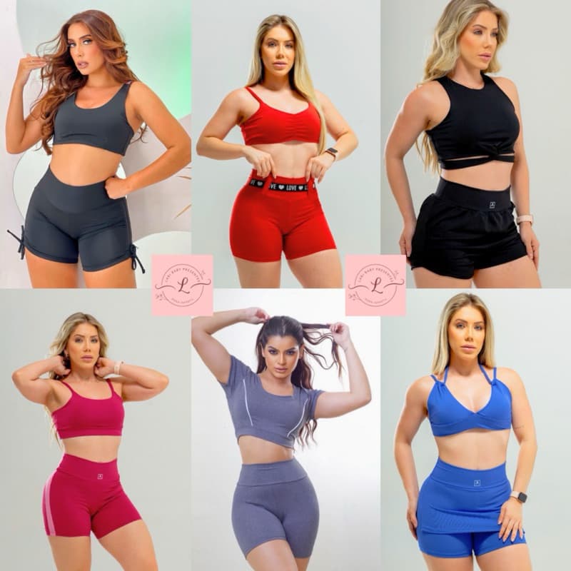 kit 4 peças de roupa para academia feminino (2 conjunto) - suplex - roupa de academia para mulher conjunto fitness