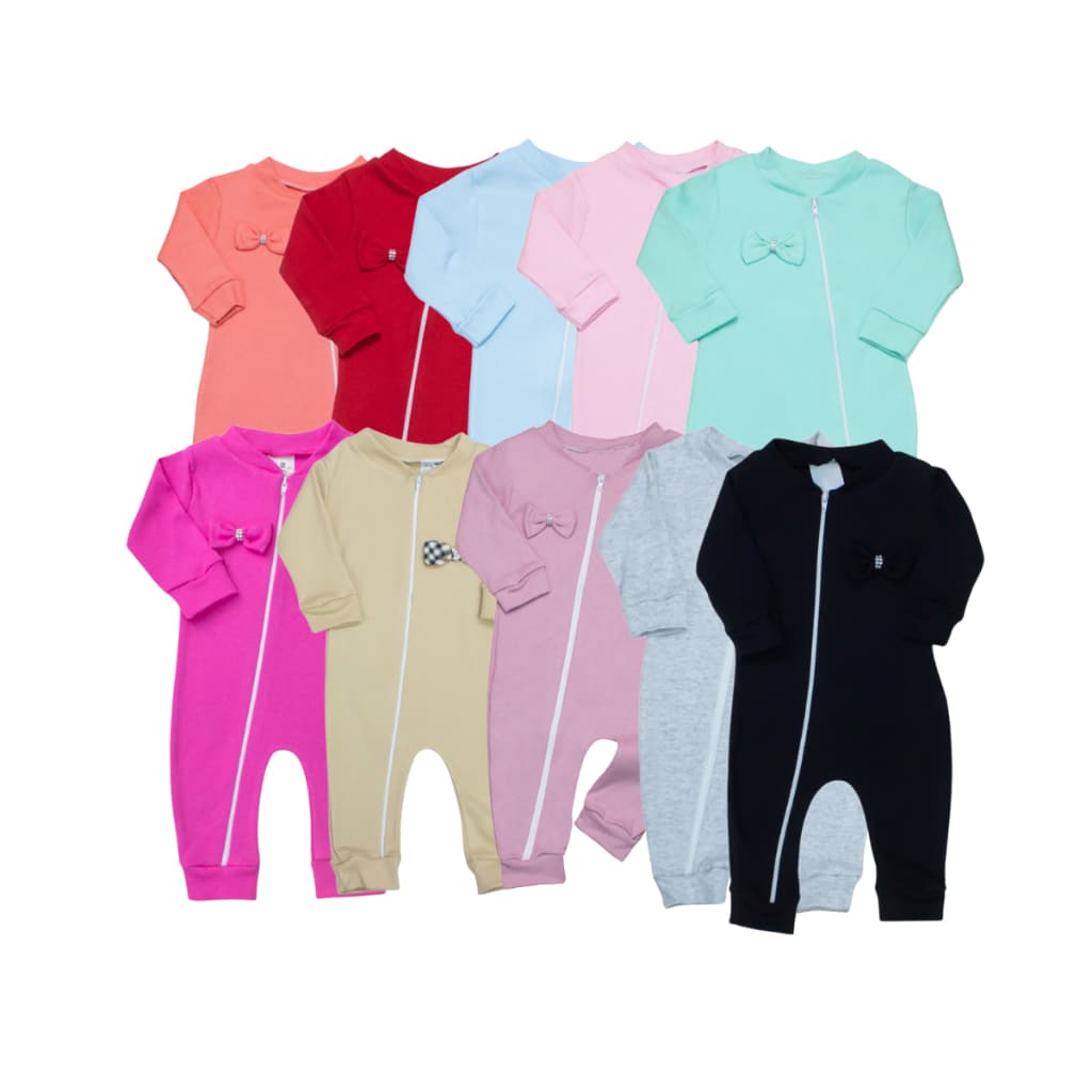 Macacão para bebê menina RN AO G 100% ALGODÃO - Roupa de Bebe com Lacinho para menina.