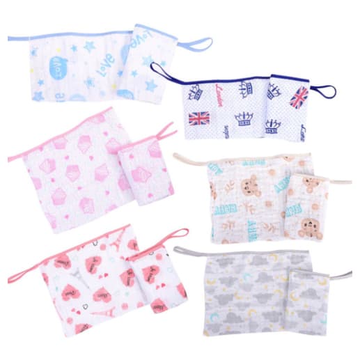 Kit 6 peças Toalhas Pano Fralda de Boca Babete Bebe Soft 20x40cm 100% Algodão Recém Nascido