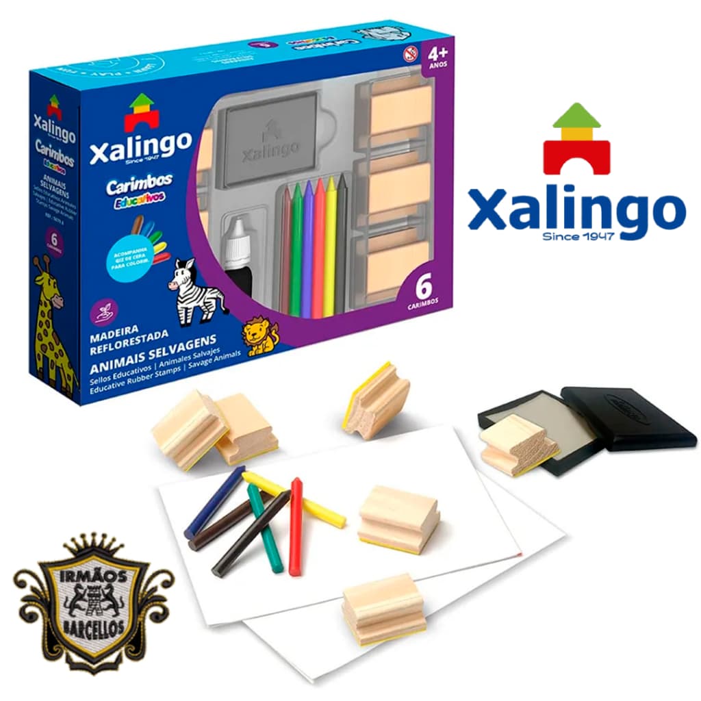 Kit Carimbos Educativos Animais Selvagens Em Madeira - Brinquedos Educativos De Mesa
