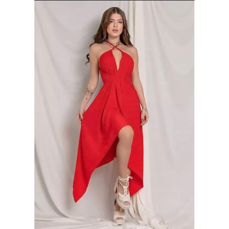 Vestido de Bico Geometrico Saída Praia Vestido Lenço