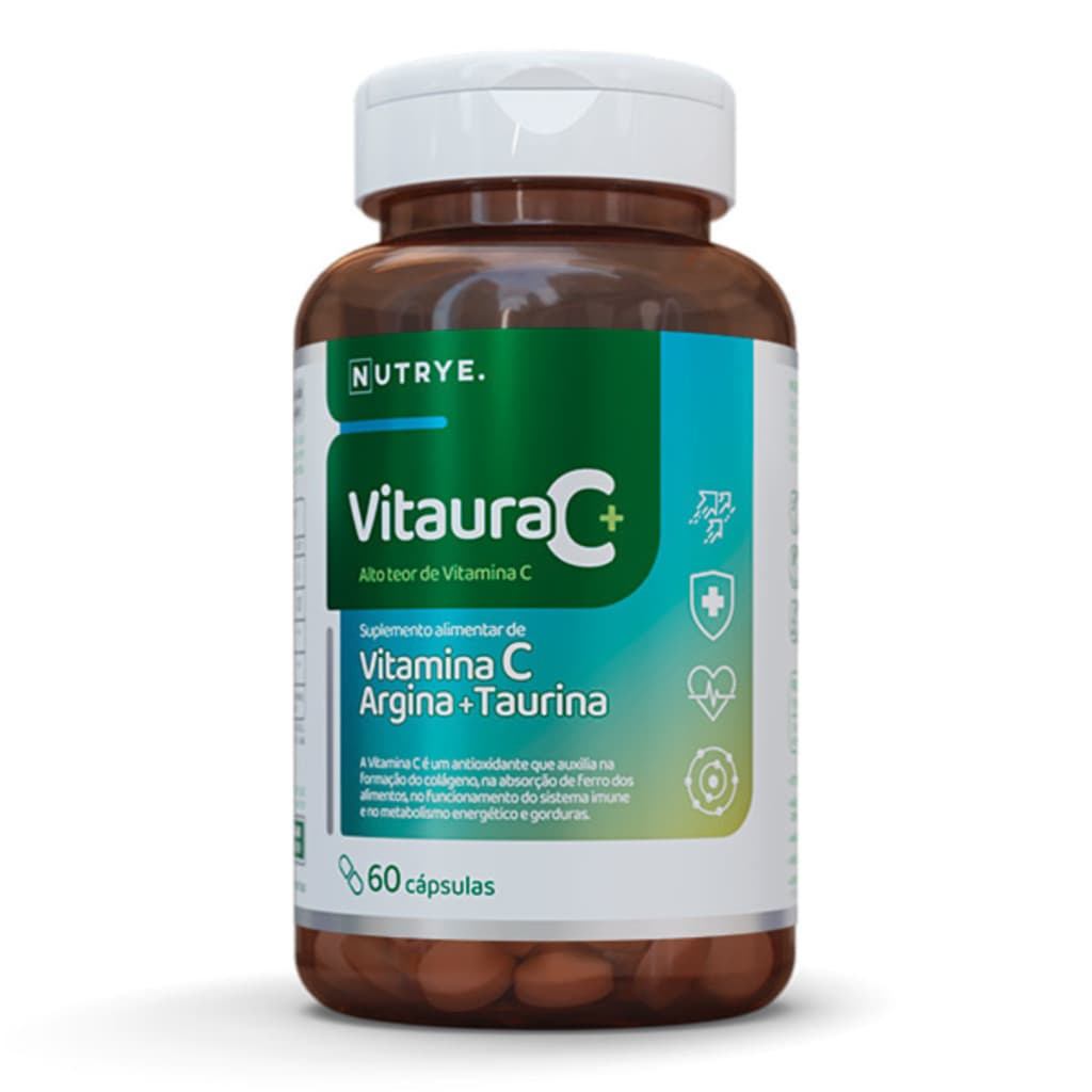 Vitamina C + Arginina + Taurina -  60 caps - Melhora da Imunidade e Alto Teor de Vitamina C