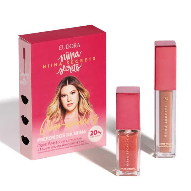 Queridinhos da Niina Secrets: Batom Líquido Matte Rose Gardenia + Gloss Rubi Crystal