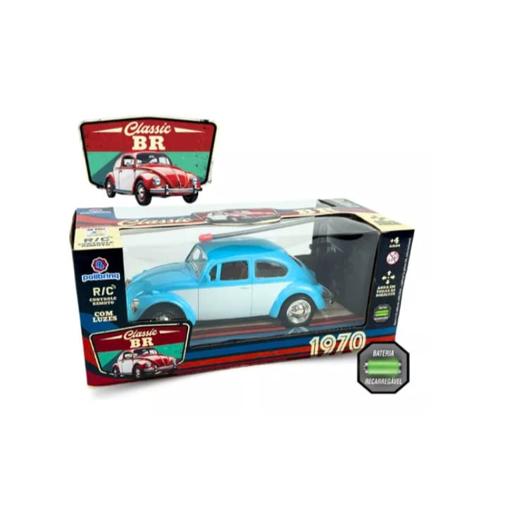 Carrinho De Controle Remoto Fusca Recarregável Com Luz  Polibrinq 2227