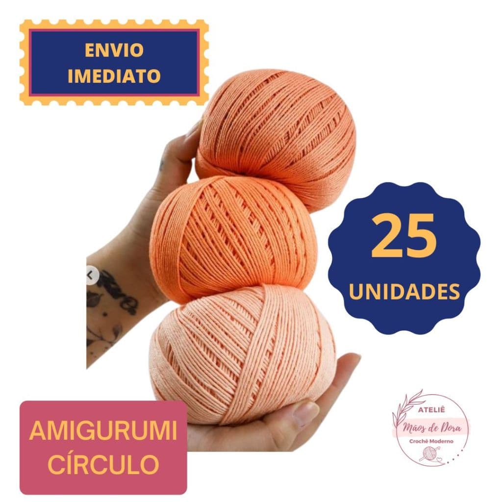Kit Fio Amigurumi com 25 novelos - 125g - 254 metros - Círculo - Tricô e Crochê - Bonecas Bichinhos