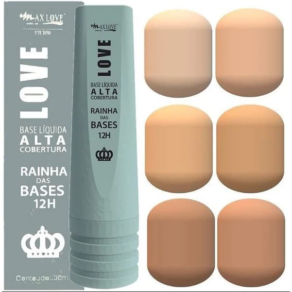 Base Liquida Alta Cobertura Rainha das Bases 12h ( 600/602/603/604/605 ) - Max Love KIT 05 PÇS
